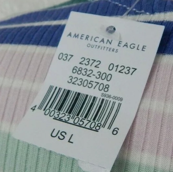 American Eagle AE Retro Baby Tee Pastel Stripe - Picture 2 of 4